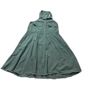 Anthropologie Pilcro Halter Swing Midi Dress Womens Medium Green Coastal Boho